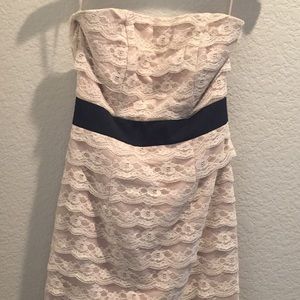 H & M Pink Blush mini lace strapless dress.
